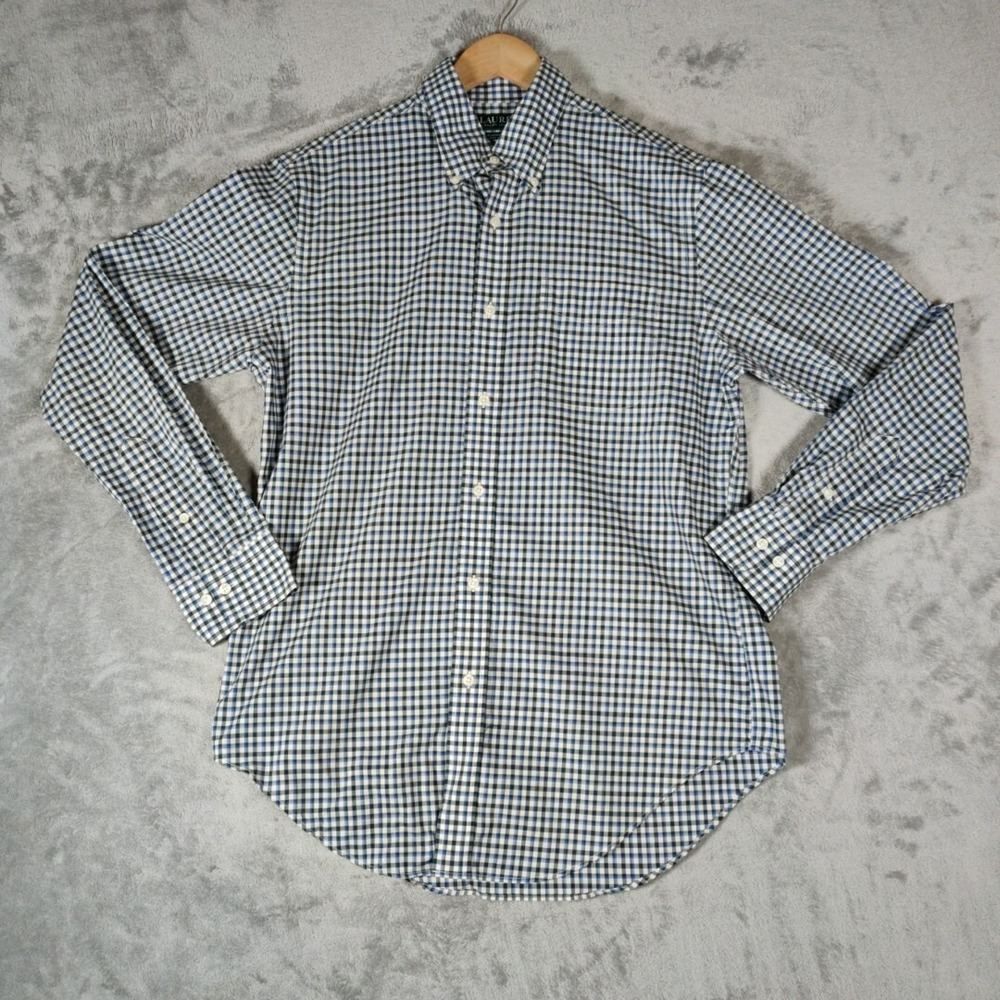 Lauren Ralph Lauren Shirt Mens 15.5 34/35 Green Gingham Plaid Button Up Casual